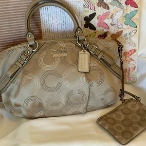 Coach 15935 Madison dot optic Sophia silver/beige with turquoise interior new